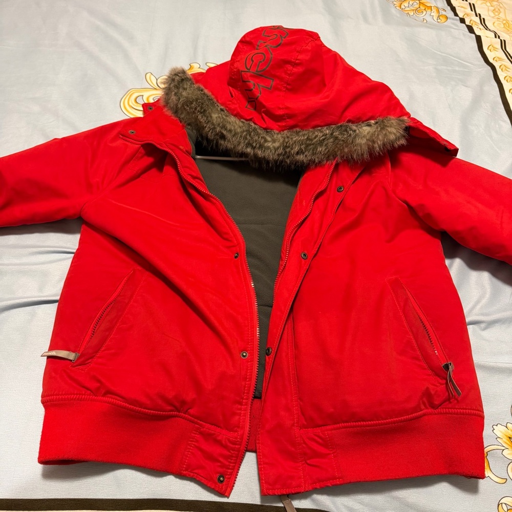 Bench Red Jacket with Faux Fur Trim